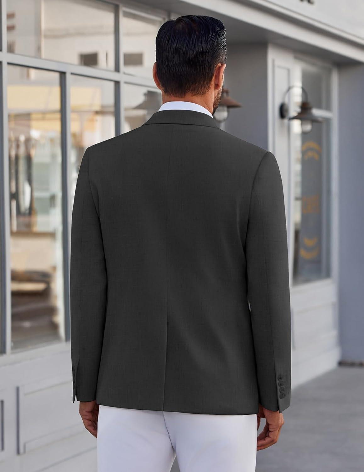 imageCOOFANDY Mens Blazer Casual Suit Jacket Slim Fit One Button Sport Coats Lightweight Sports JacketDark Grey