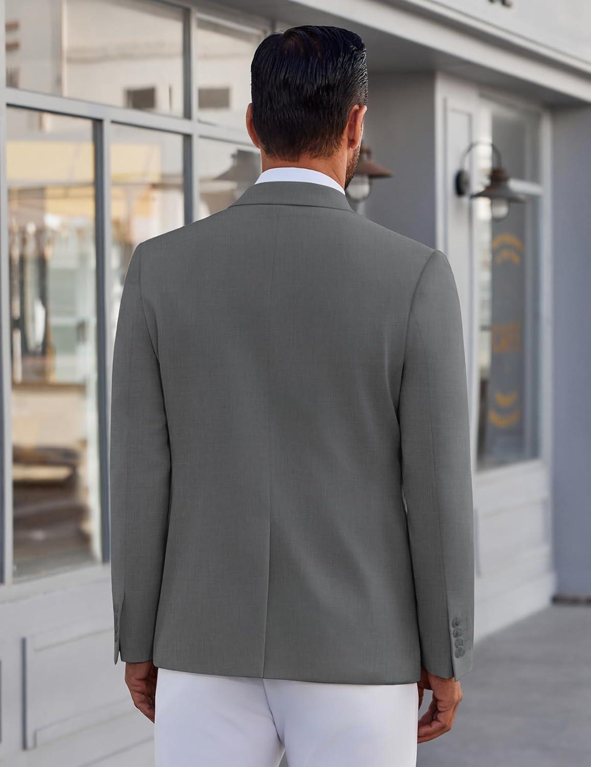 imageCOOFANDY Mens Blazer Casual Suit Jacket Slim Fit One Button Sport Coats Lightweight Sports JacketGrey