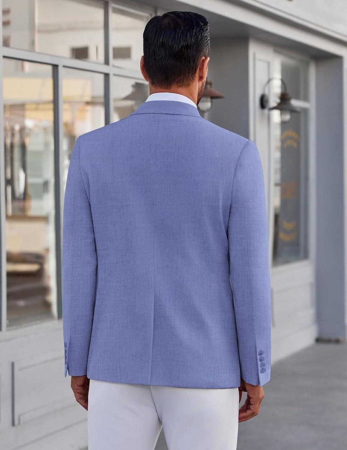 imageCOOFANDY Mens Blazer Casual Suit Jacket Slim Fit One Button Sport Coats Lightweight Sports JacketRoyal Blue