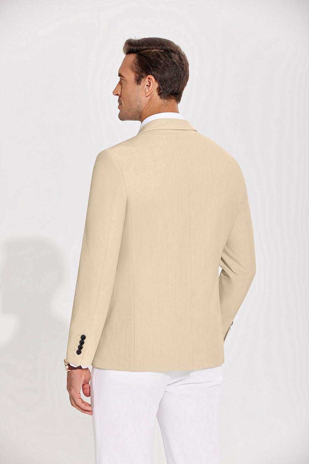 imageCOOFANDY Mens Casual Blazer Lightweight Slim Fit Suit Jacket Two Button Cotton Sport CoatsKhaki