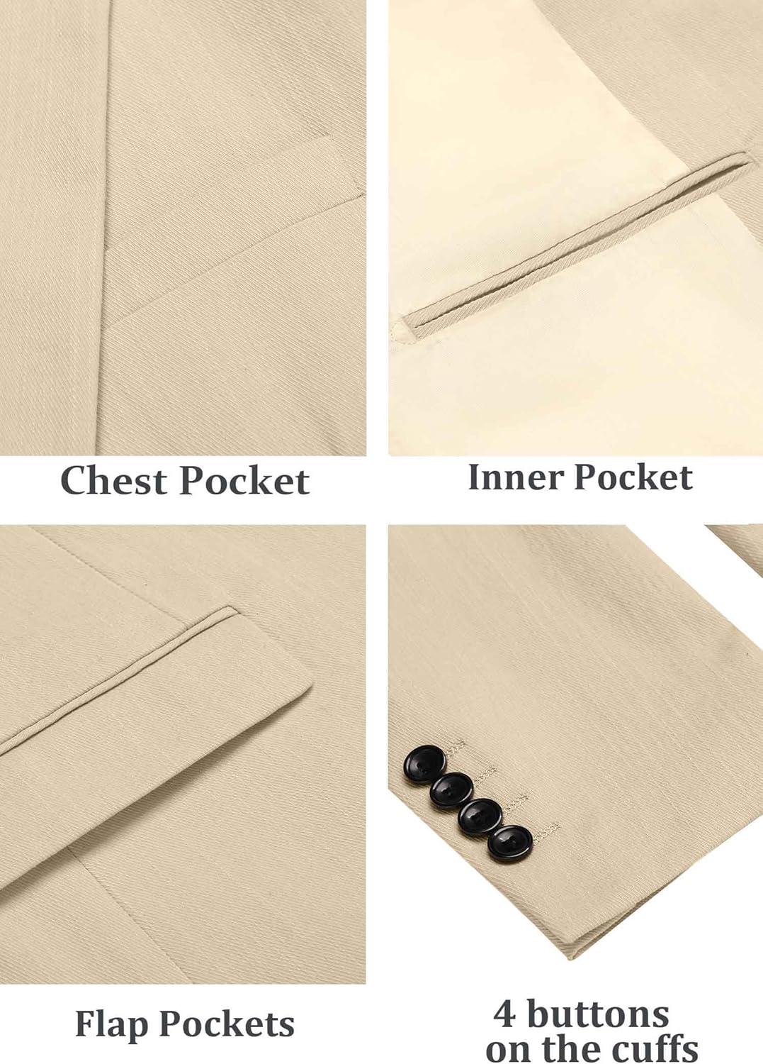 imageCOOFANDY Mens Casual Blazer Lightweight Slim Fit Suit Jacket Two Button Cotton Sport CoatsKhaki