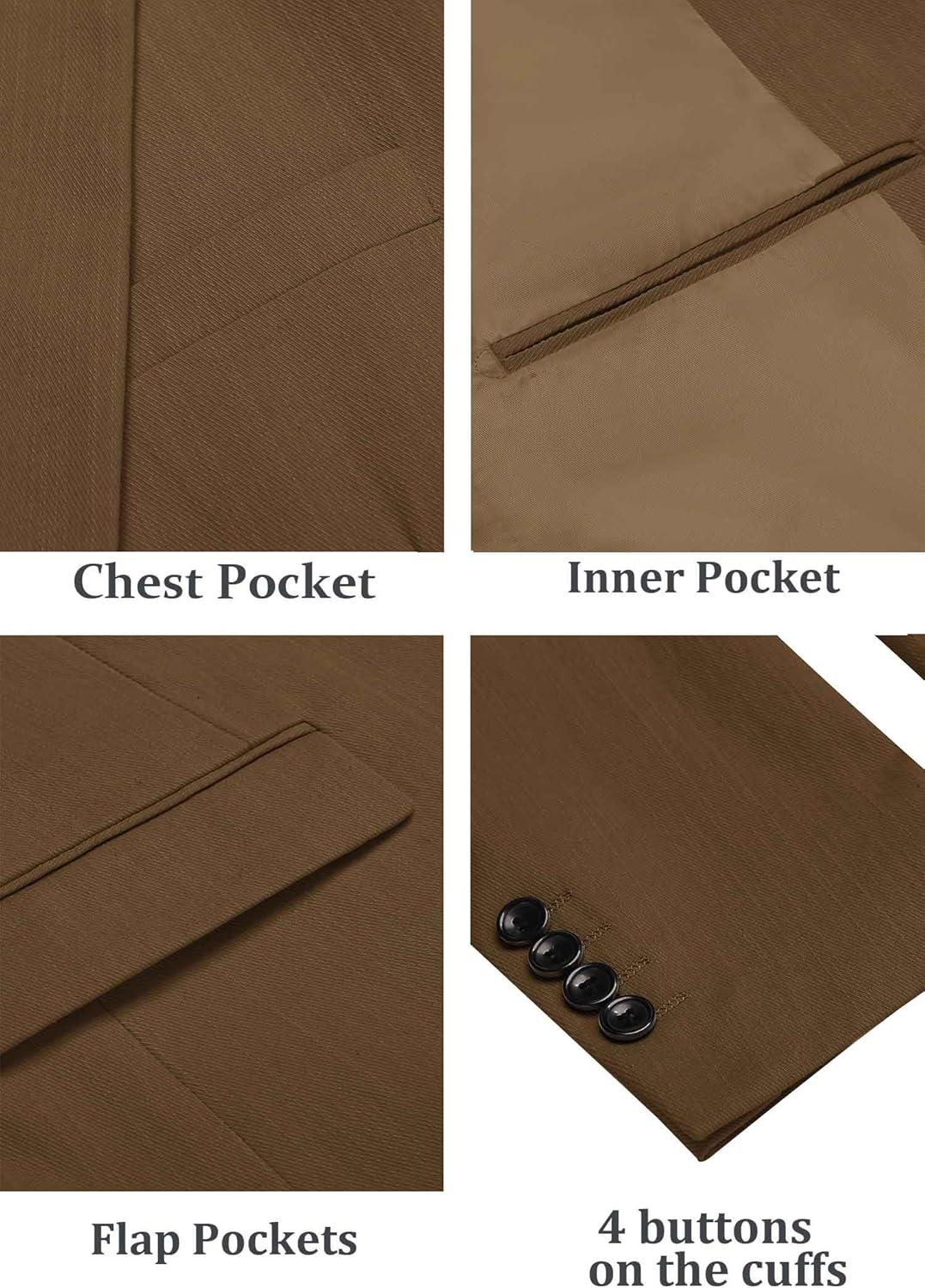 imageCOOFANDY Mens Casual Blazer Lightweight Slim Fit Suit Jacket Two Button Cotton Sport CoatsLight Brown