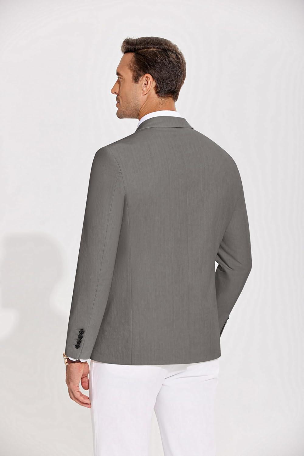 imageCOOFANDY Mens Casual Blazer Lightweight Slim Fit Suit Jacket Two Button Cotton Sport CoatsLight Grey