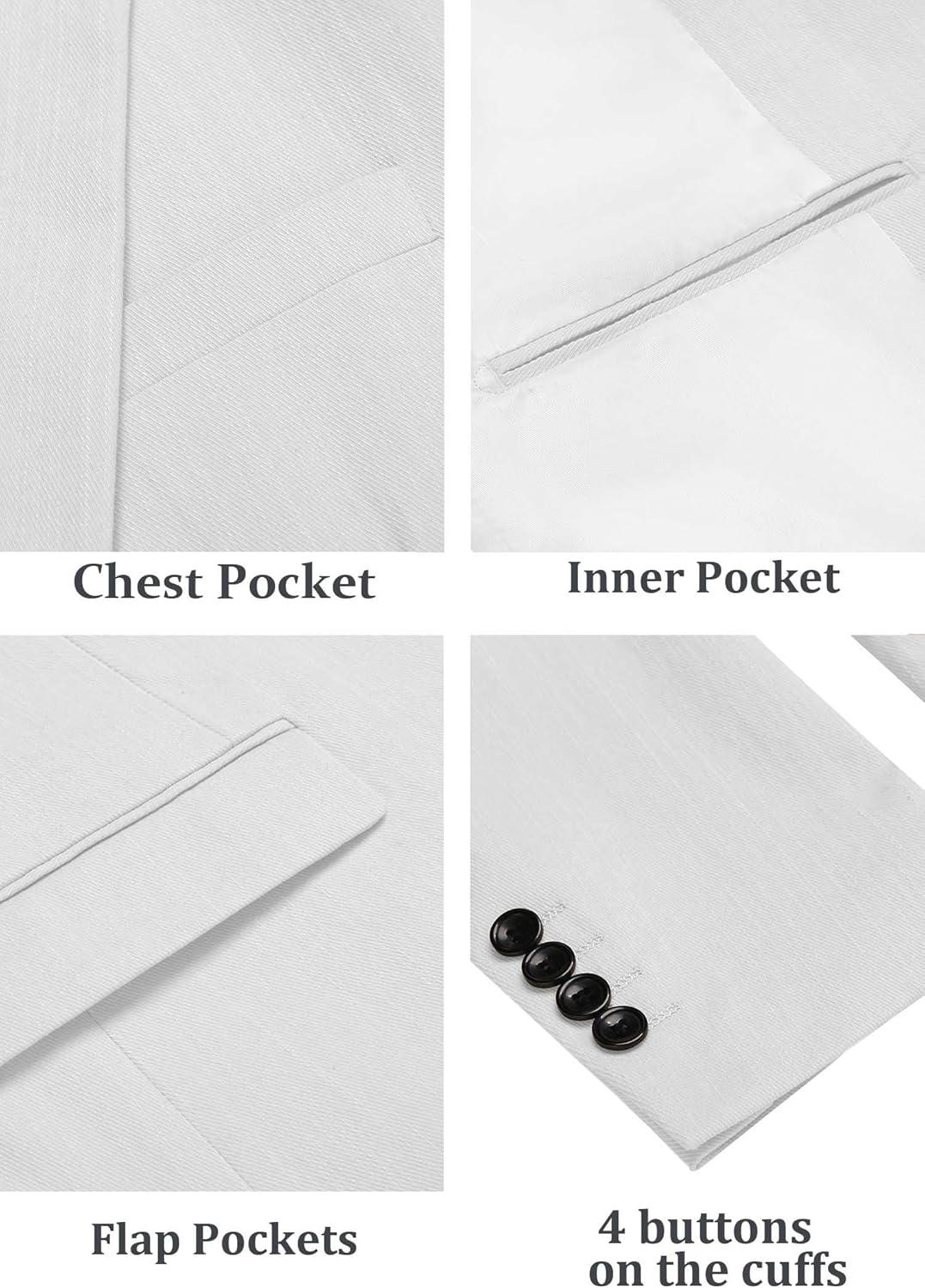 imageCOOFANDY Mens Casual Blazer Lightweight Slim Fit Suit Jacket Two Button Cotton Sport CoatsWhite