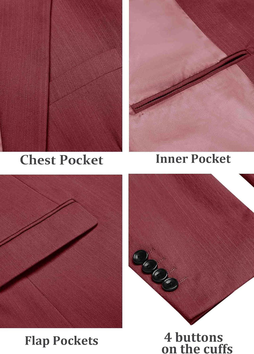 imageCOOFANDY Mens Casual Blazer Lightweight Slim Fit Suit Jacket Two Button Cotton Sport CoatsWine Red