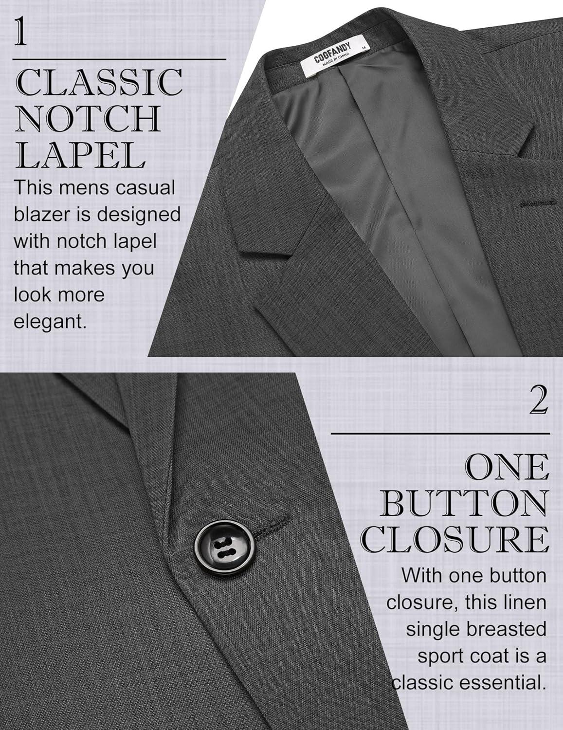 imageCOOFANDY Mens Casual Blazer Slim Fit Lightweight Sport Coat One Button Suit JacketDark Gray