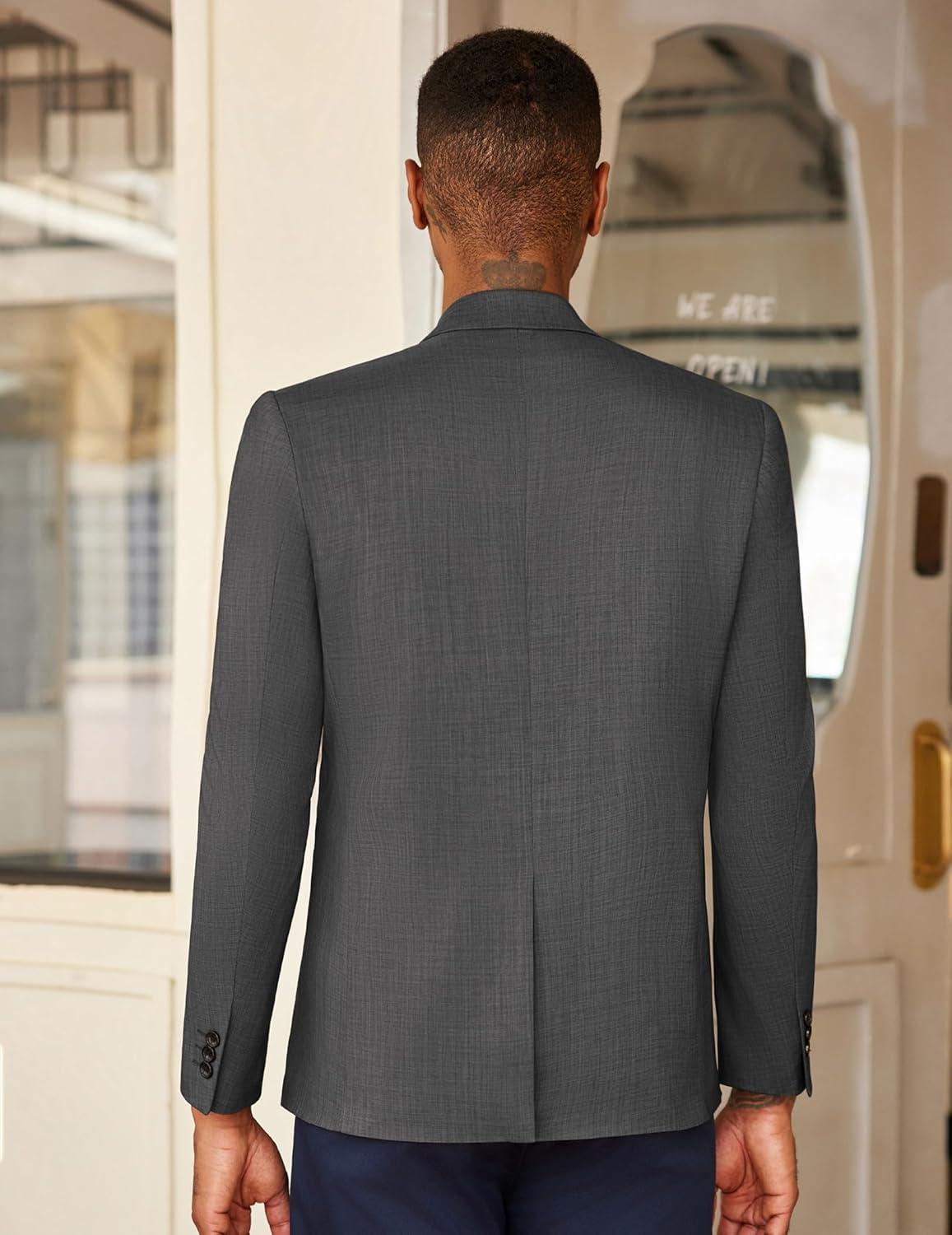 imageCOOFANDY Mens Casual Blazer Slim Fit Lightweight Sport Coat One Button Suit JacketDark Gray