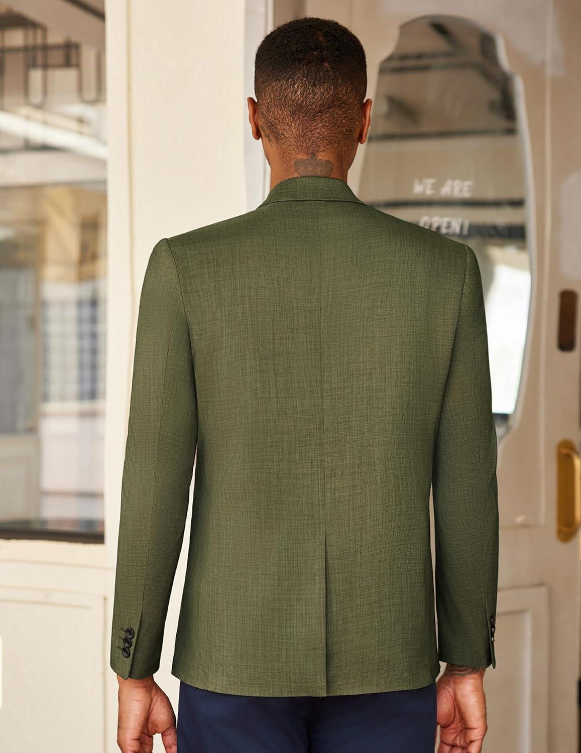 imageCOOFANDY Mens Casual Blazer Slim Fit Lightweight Sport Coat One Button Suit JacketDark Green