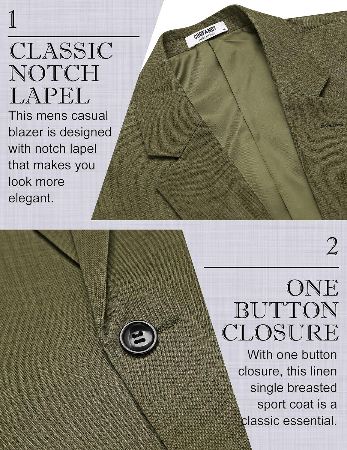 imageCOOFANDY Mens Casual Blazer Slim Fit Lightweight Sport Coat One Button Suit JacketDark Green