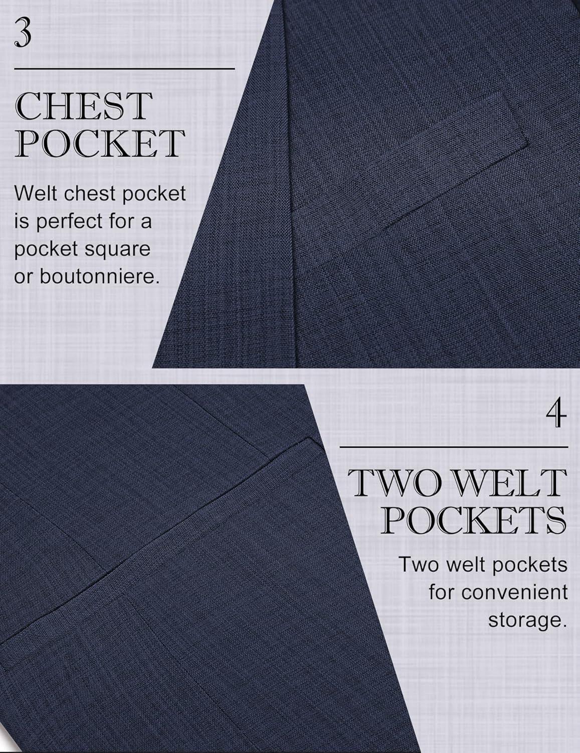 imageCOOFANDY Mens Casual Blazer Slim Fit Lightweight Sport Coat One Button Suit JacketNavy Blue