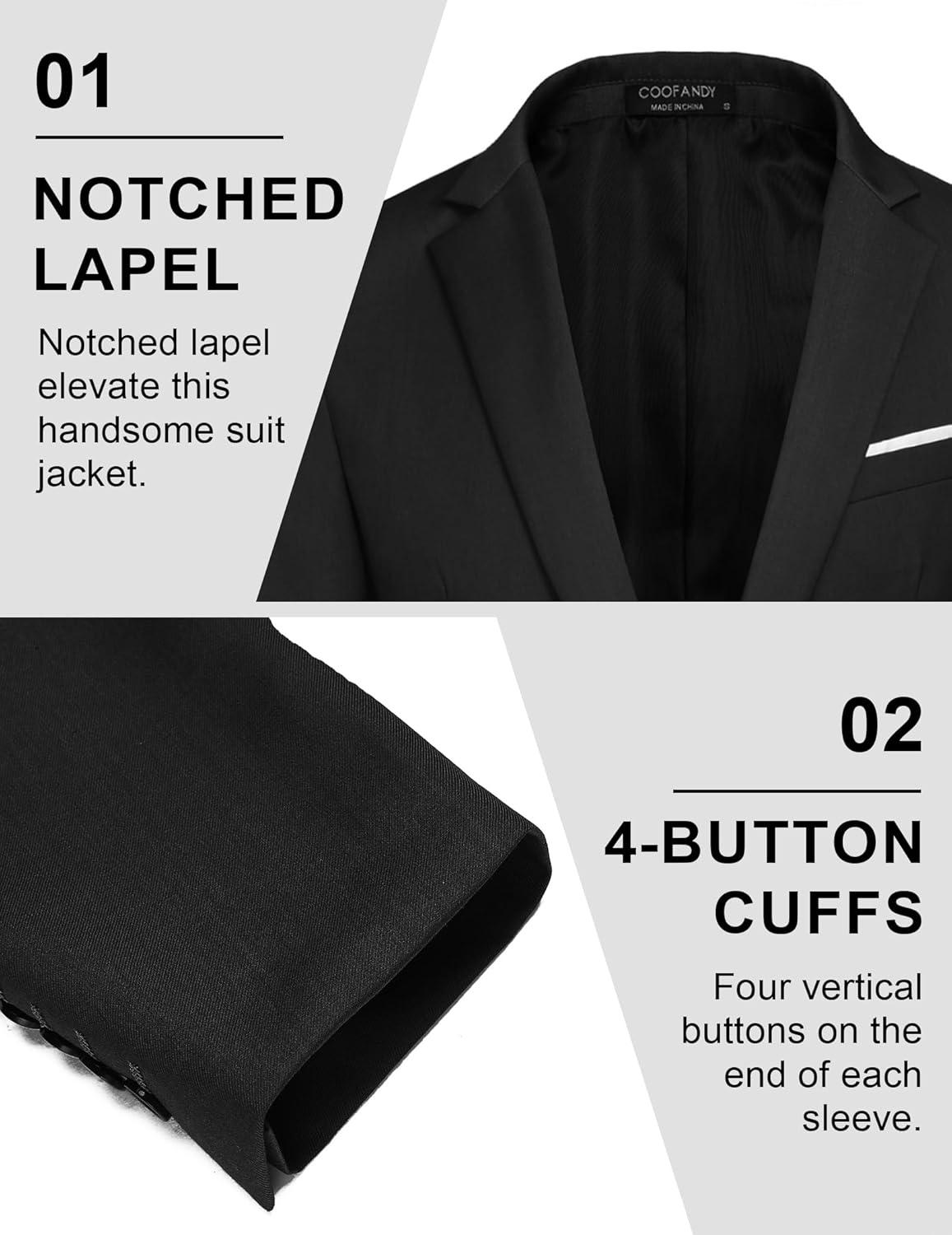 imageCOOFANDY Mens Casual Blazer Slim Fit Sport Coats One Button Business Suit JacketBlack