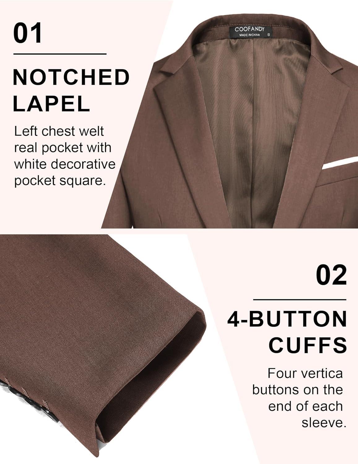 imageCOOFANDY Mens Casual Blazer Slim Fit Sport Coats One Button Business Suit JacketBrown