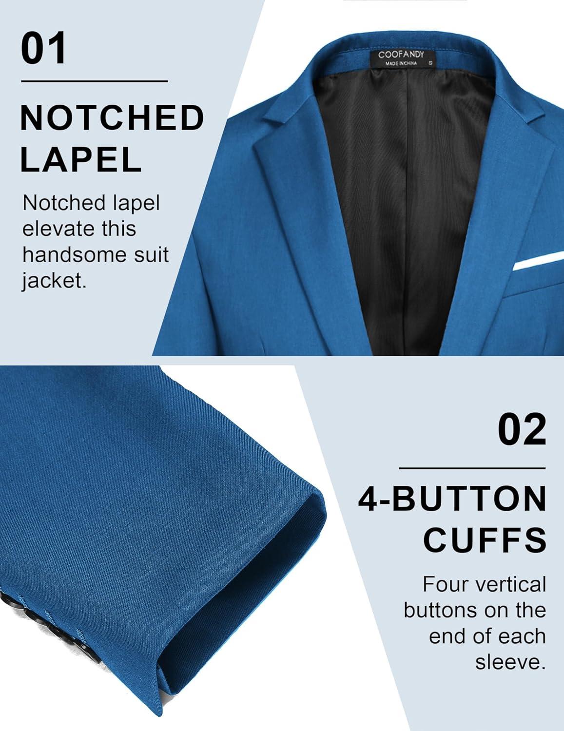 imageCOOFANDY Mens Casual Blazer Slim Fit Sport Coats One Button Business Suit JacketDark Blue