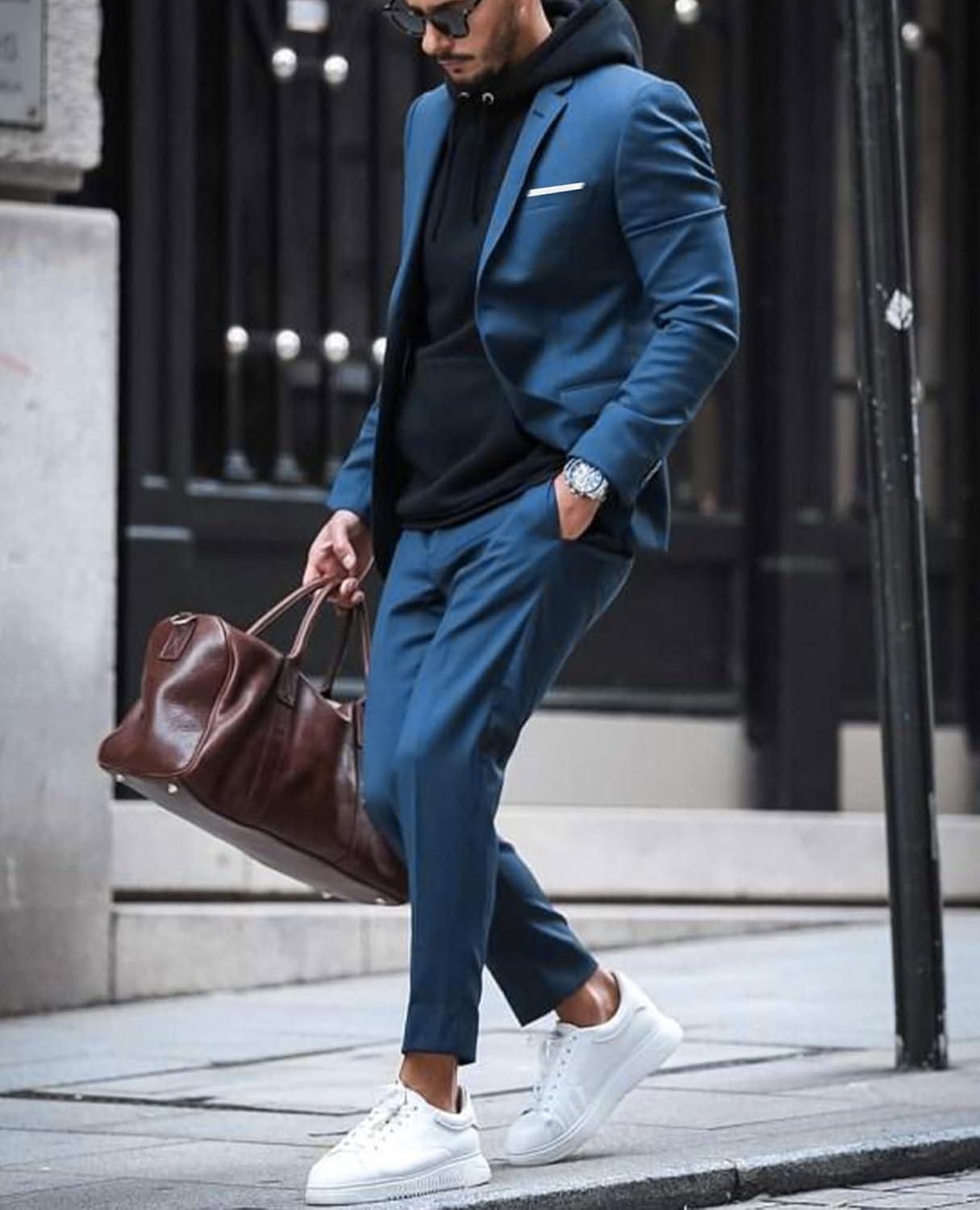 imageCOOFANDY Mens Casual Blazer Slim Fit Sport Coats One Button Business Suit JacketDark Blue