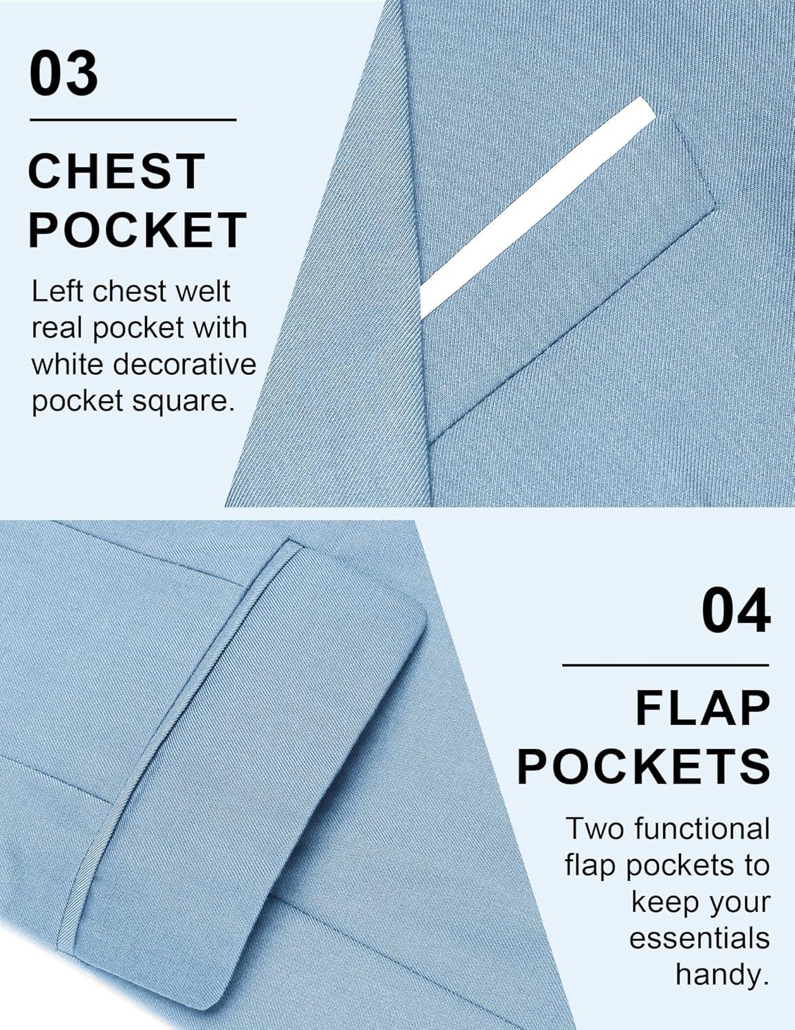imageCOOFANDY Mens Casual Blazer Slim Fit Sport Coats One Button Business Suit JacketLight Blue