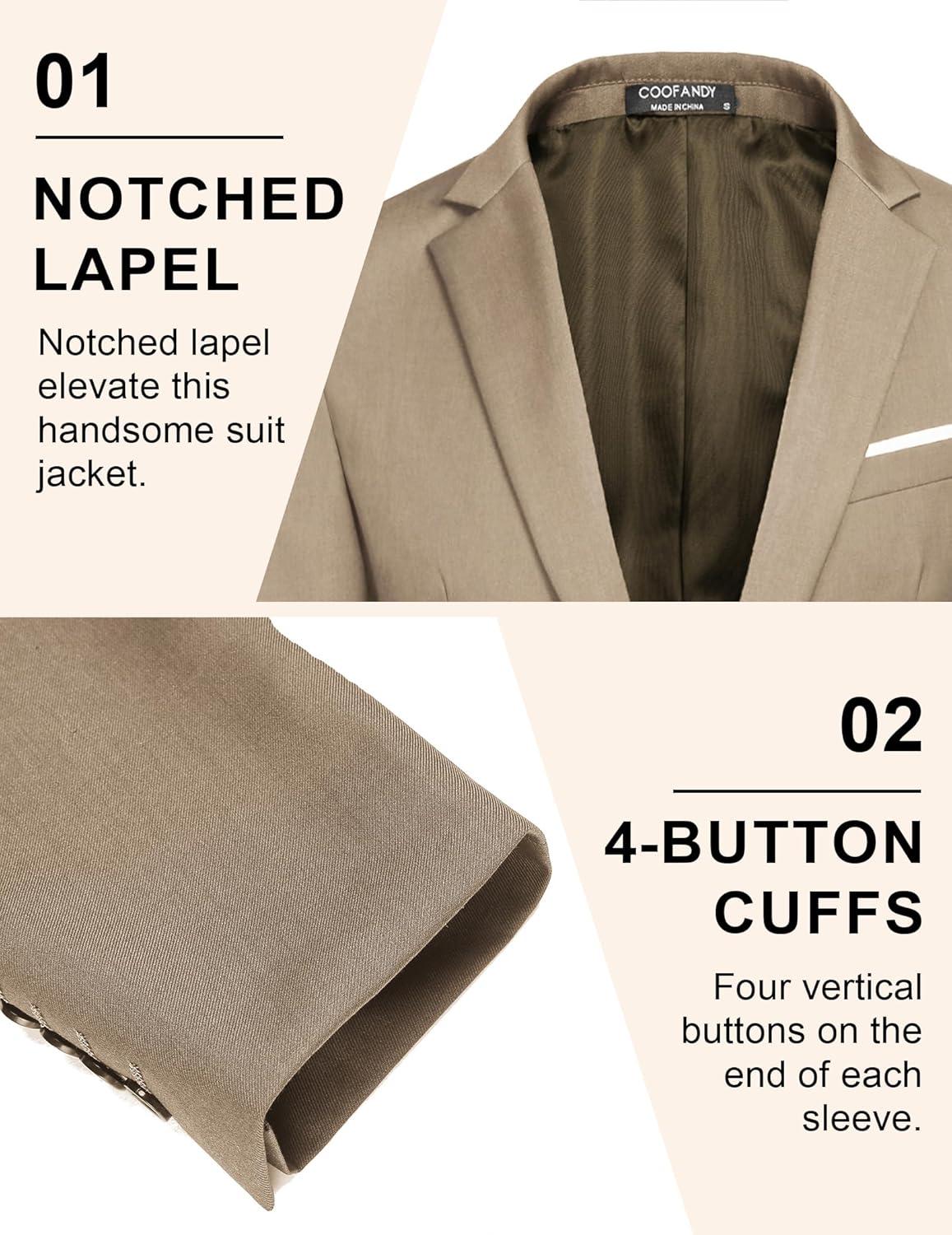 imageCOOFANDY Mens Casual Blazer Slim Fit Sport Coats One Button Business Suit JacketLight Khaki