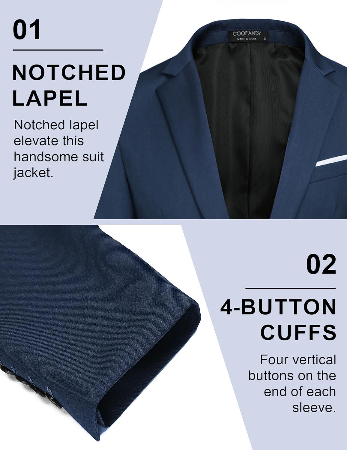 imageCOOFANDY Mens Casual Blazer Slim Fit Sport Coats One Button Business Suit JacketRoyal Blue