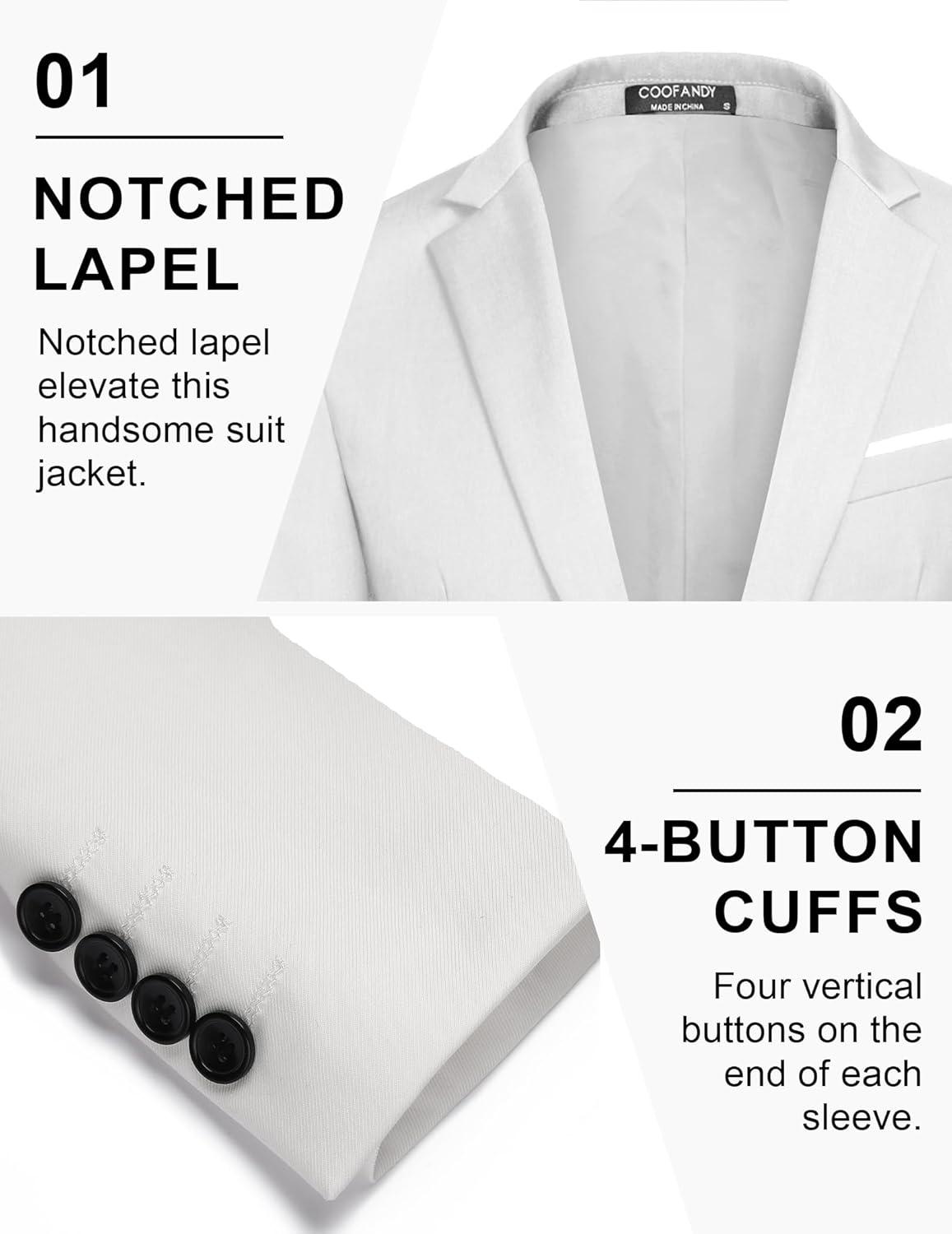 imageCOOFANDY Mens Casual Blazer Slim Fit Sport Coats One Button Business Suit JacketWhite