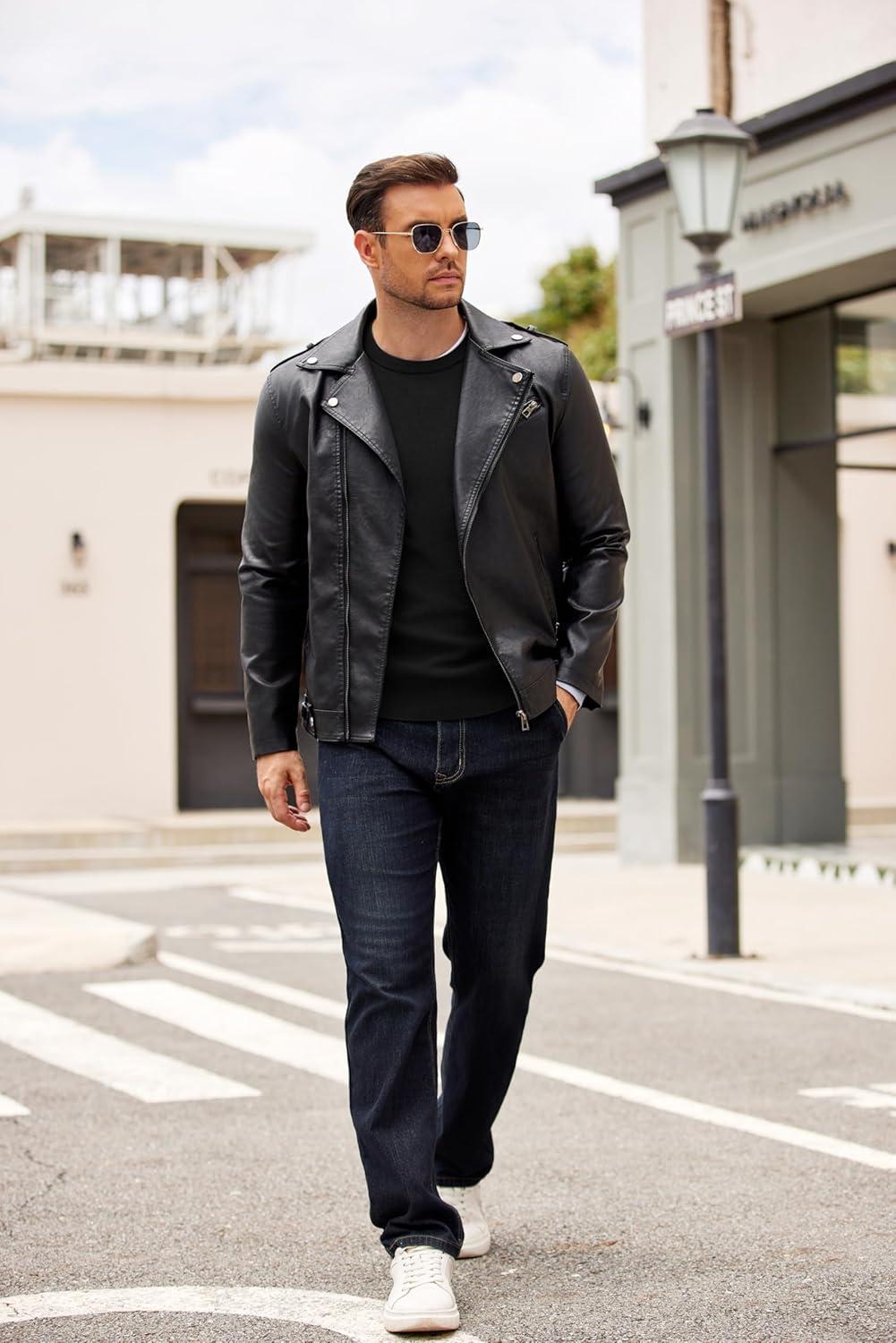 imageCOOFANDY Mens Crewneck Sweater Dress Long Sleeve Pullover Sweater Knit Lightweight SweatersBlack