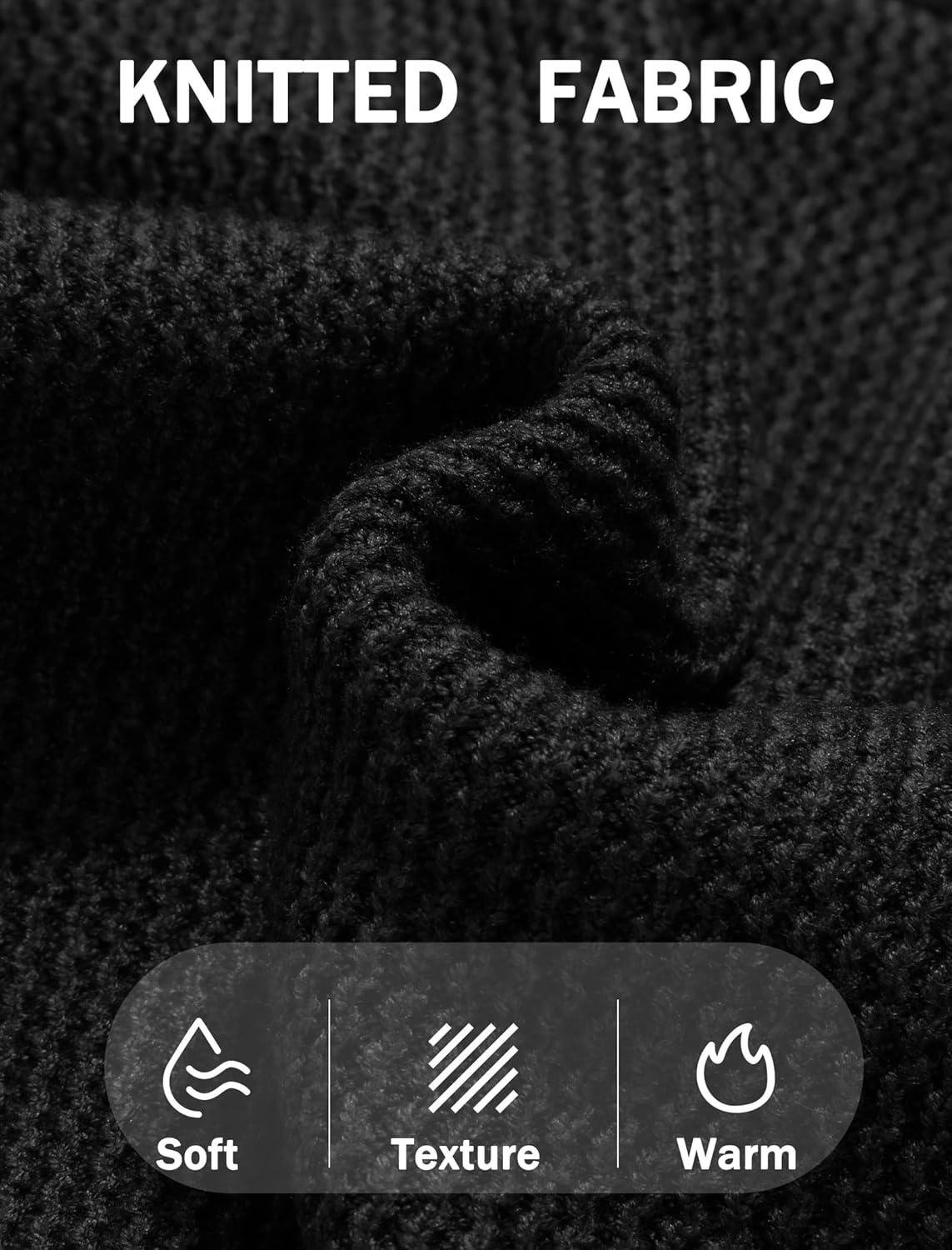 imageCOOFANDY Mens Crewneck Sweater Dress Long Sleeve Pullover Sweater Knit Lightweight SweatersBlack