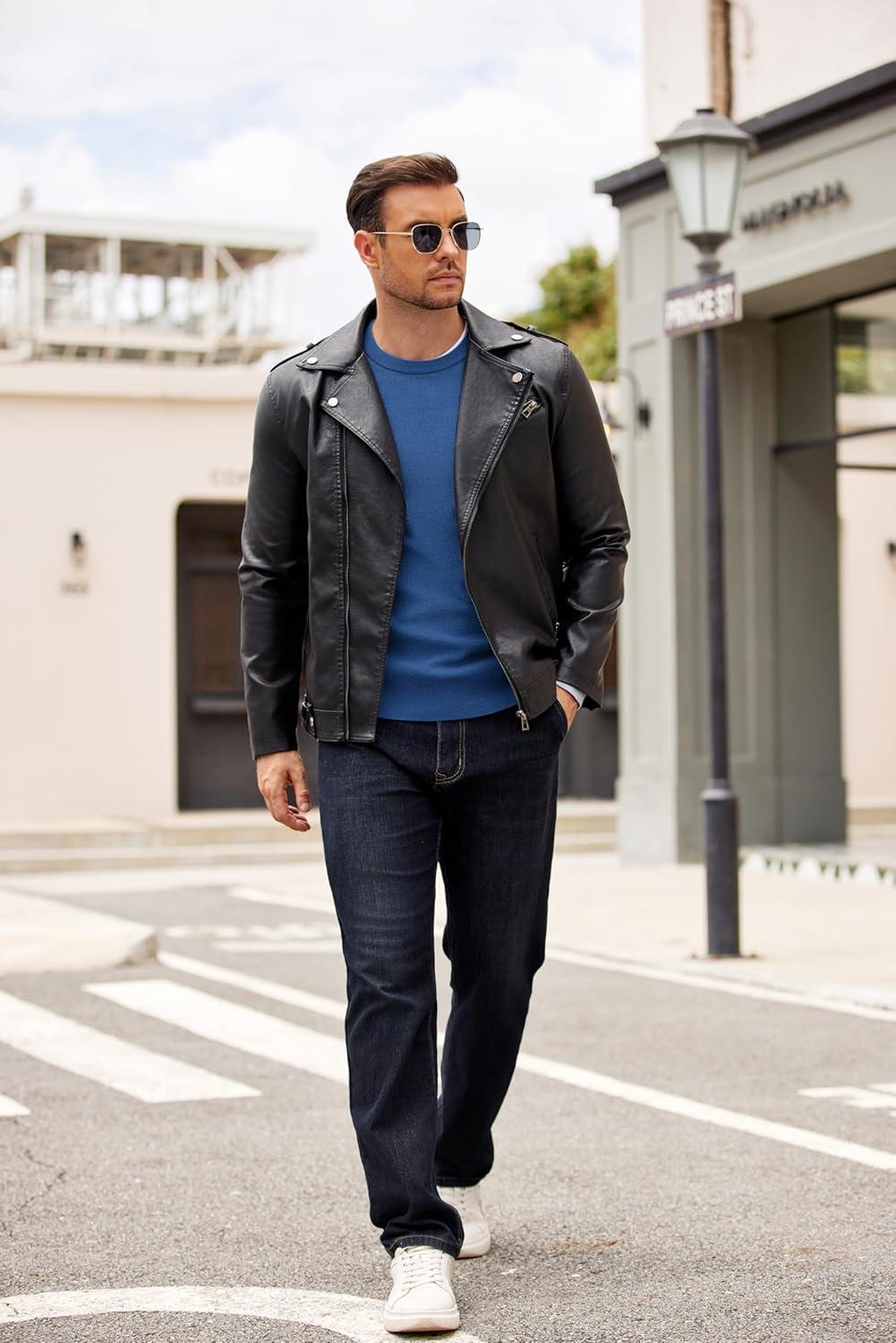 imageCOOFANDY Mens Crewneck Sweater Dress Long Sleeve Pullover Sweater Knit Lightweight SweatersBlue