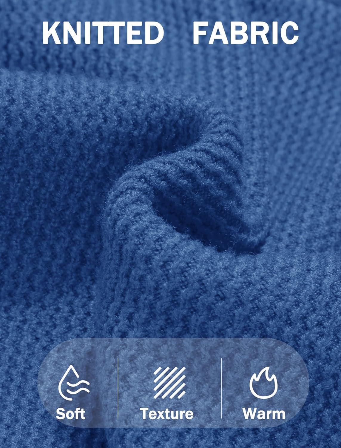 imageCOOFANDY Mens Crewneck Sweater Dress Long Sleeve Pullover Sweater Knit Lightweight SweatersBlue