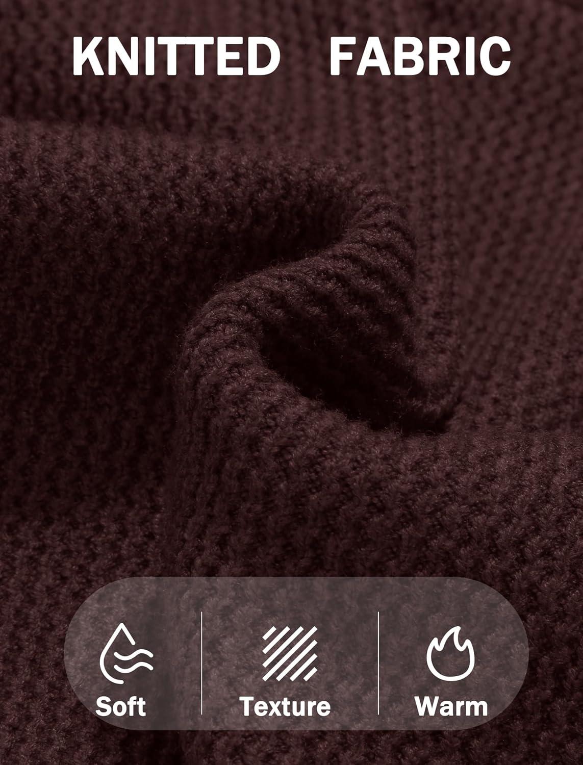 imageCOOFANDY Mens Crewneck Sweater Dress Long Sleeve Pullover Sweater Knit Lightweight SweatersBrown