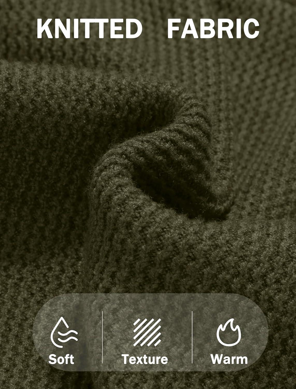 imageCOOFANDY Mens Crewneck Sweater Dress Long Sleeve Pullover Sweater Knit Lightweight SweatersDark Green