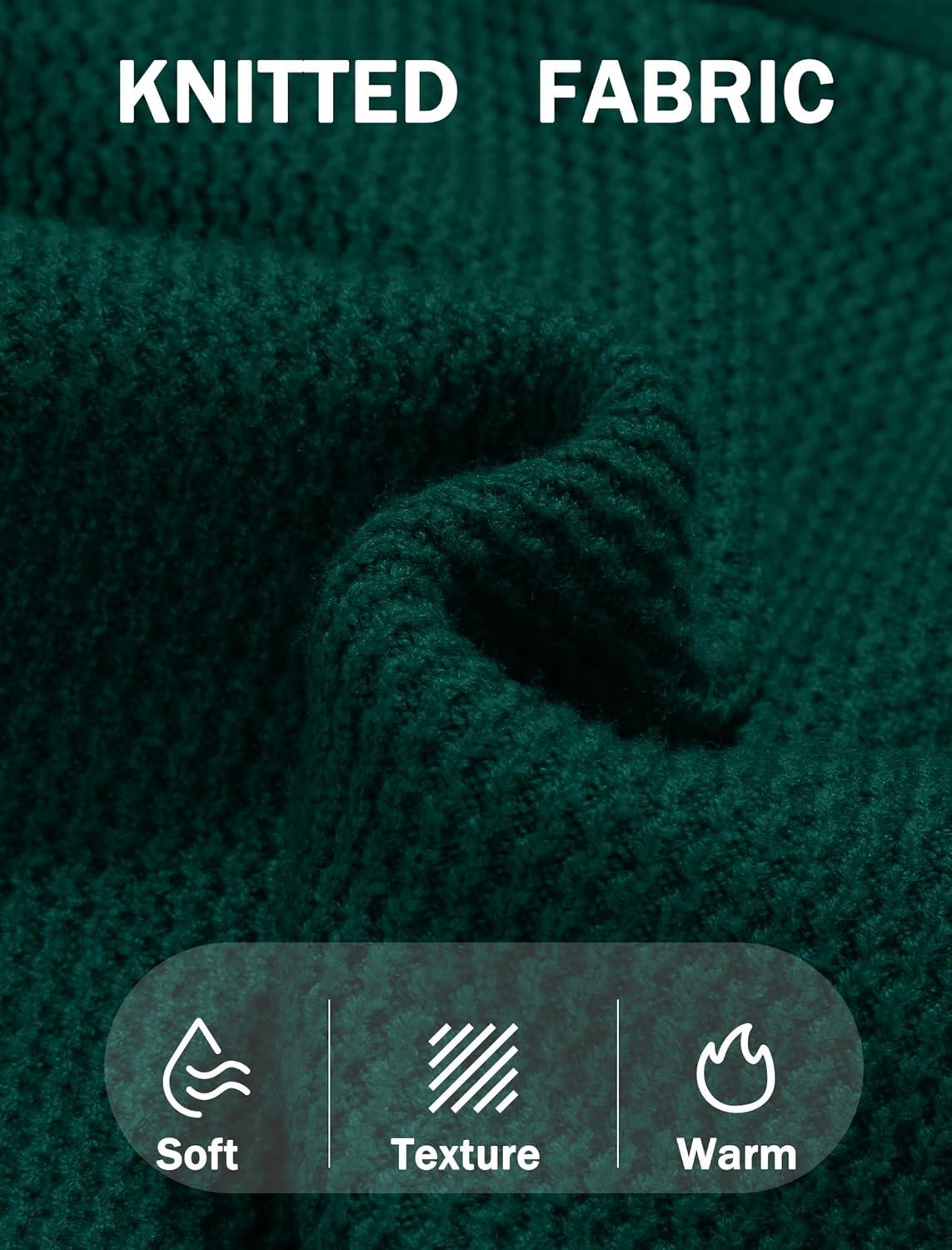 imageCOOFANDY Mens Crewneck Sweater Dress Long Sleeve Pullover Sweater Knit Lightweight SweatersGreen