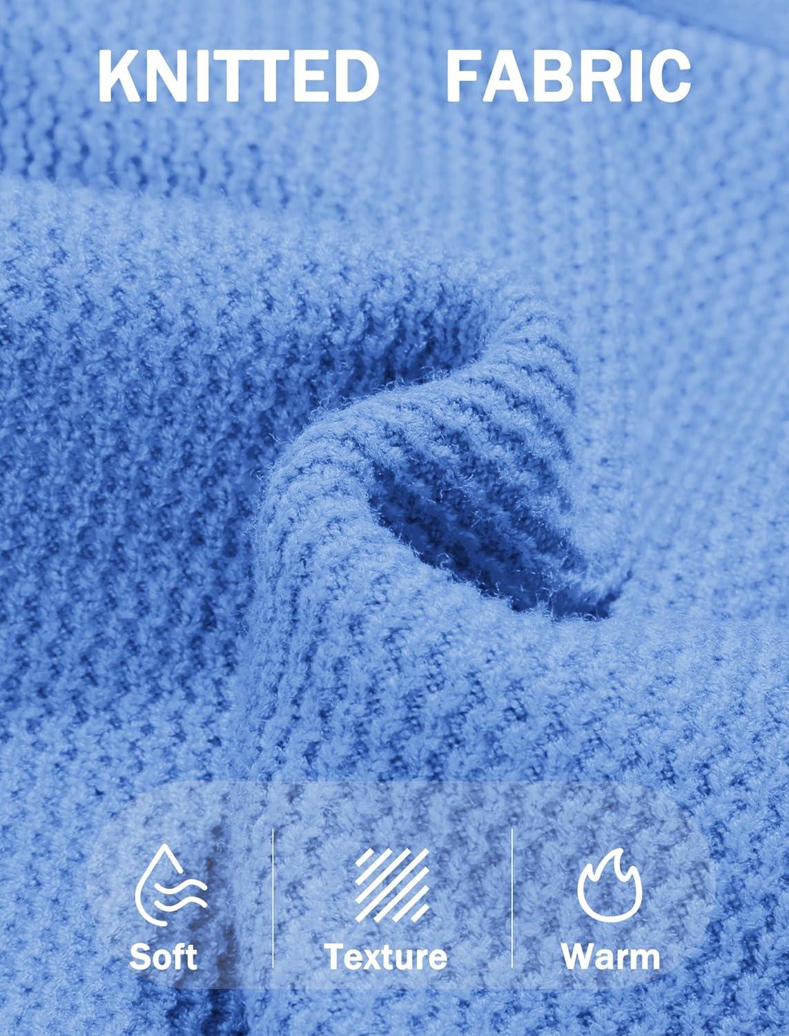 imageCOOFANDY Mens Crewneck Sweater Dress Long Sleeve Pullover Sweater Knit Lightweight SweatersLight Blue