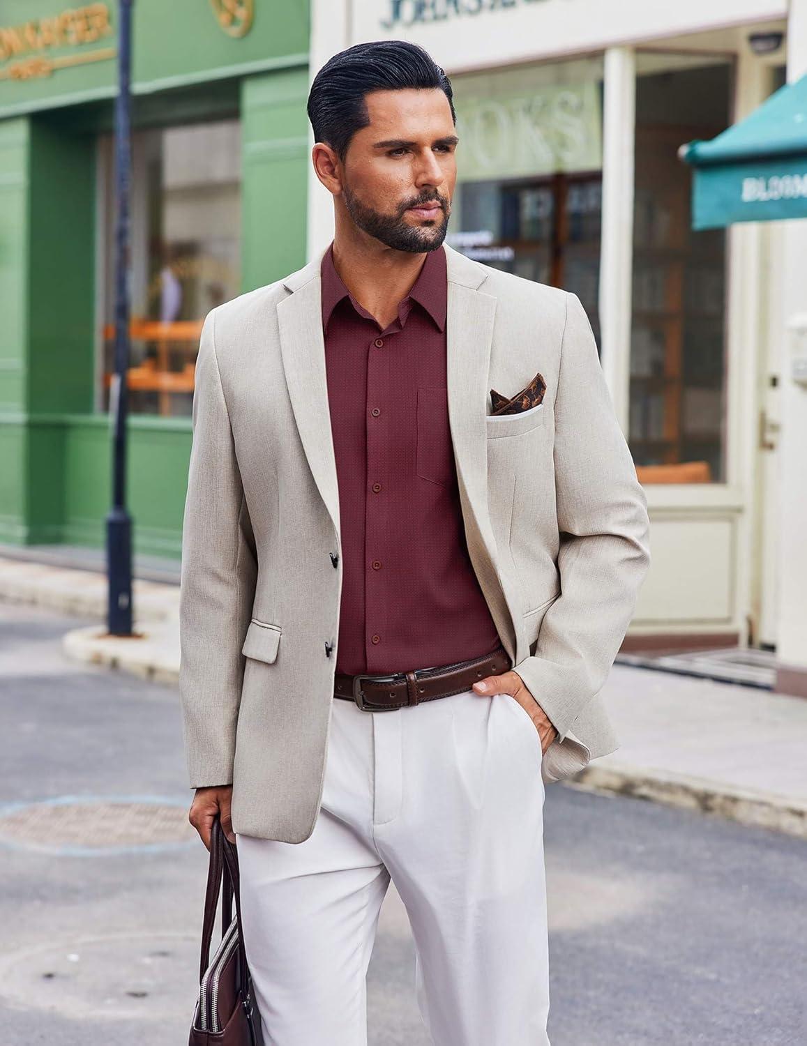 imageCOOFANDY Mens Dress Shirts Long Sleeve Plaid Button Down Shirt Business Casual Stretch Shirts with PocketRed Black Plaid