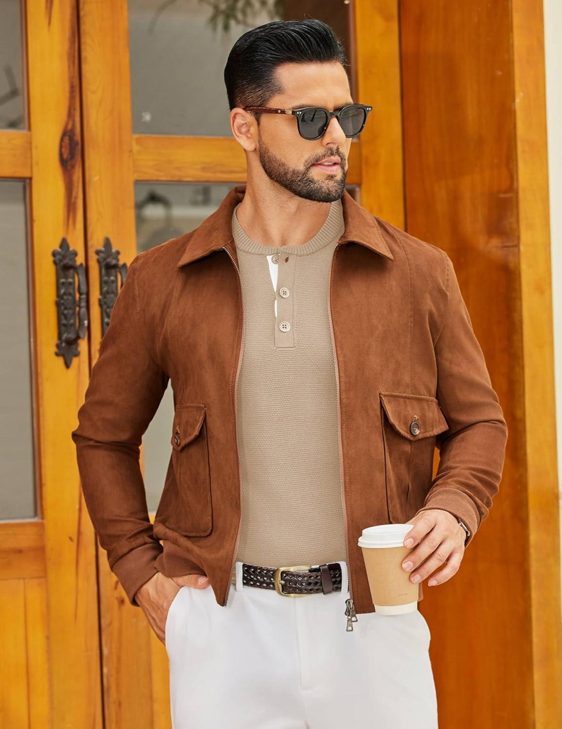 imageCOOFANDY Mens Henley Sweater Long Sleeve Textured Pullover Sweaters Casual Button Crewneck Knit SweaterBeige