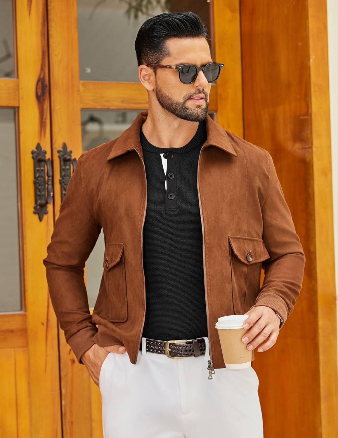 imageCOOFANDY Mens Henley Sweater Long Sleeve Textured Pullover Sweaters Casual Button Crewneck Knit SweaterBlack