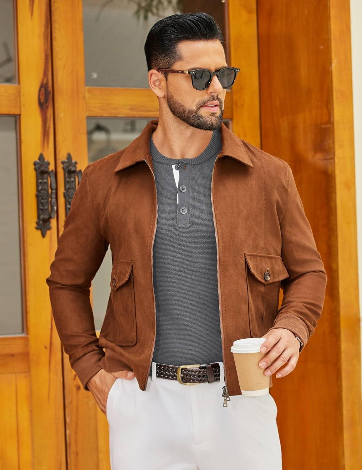 imageCOOFANDY Mens Henley Sweater Long Sleeve Textured Pullover Sweaters Casual Button Crewneck Knit SweaterDark Grey