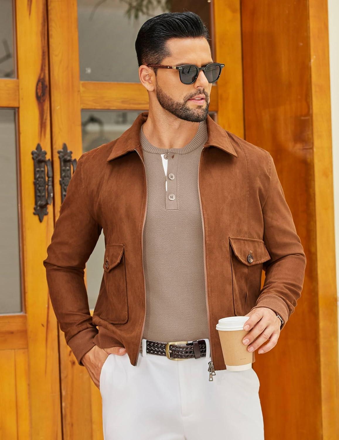 imageCOOFANDY Mens Henley Sweater Long Sleeve Textured Pullover Sweaters Casual Button Crewneck Knit SweaterKhaki