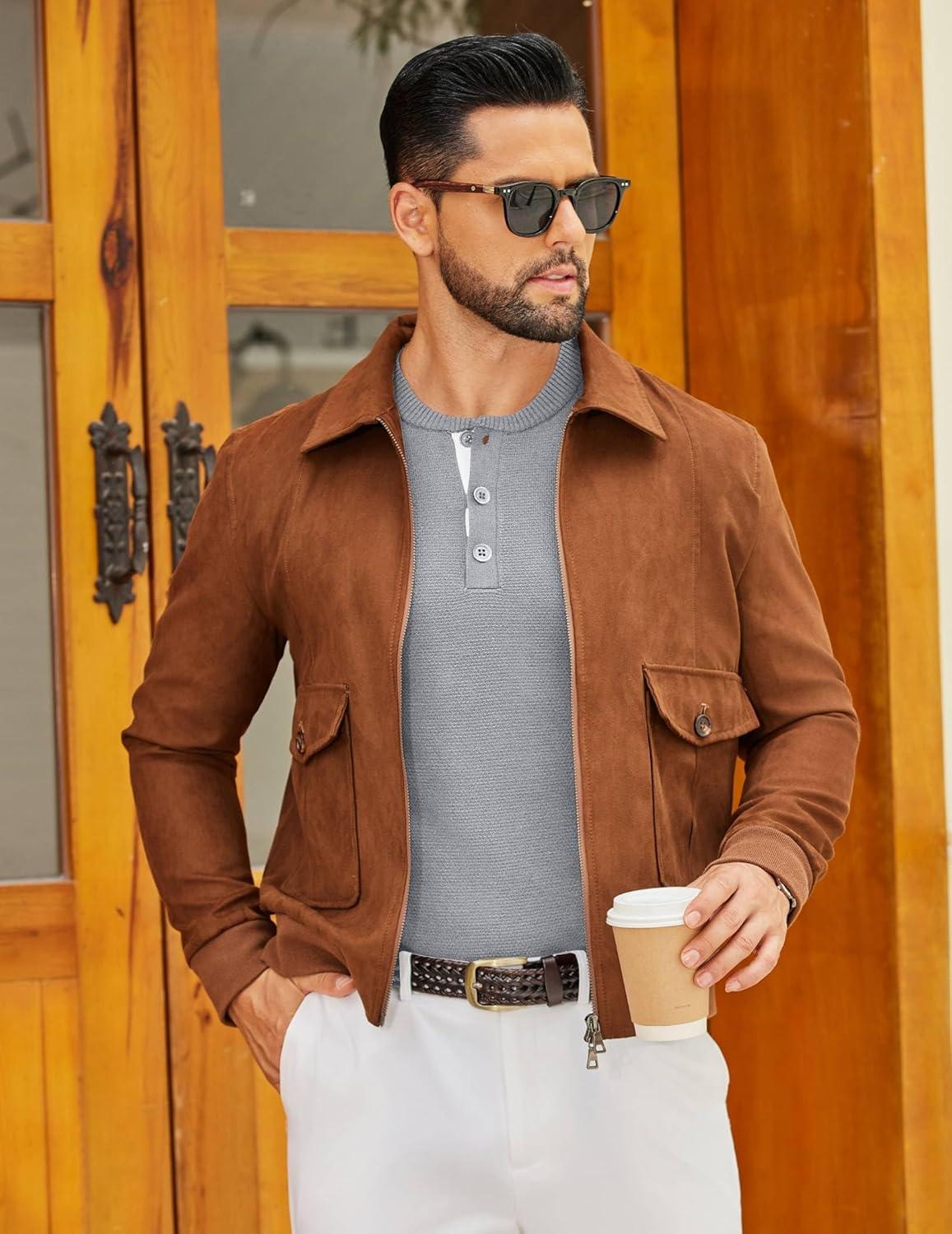 imageCOOFANDY Mens Henley Sweater Long Sleeve Textured Pullover Sweaters Casual Button Crewneck Knit SweaterLight Grey