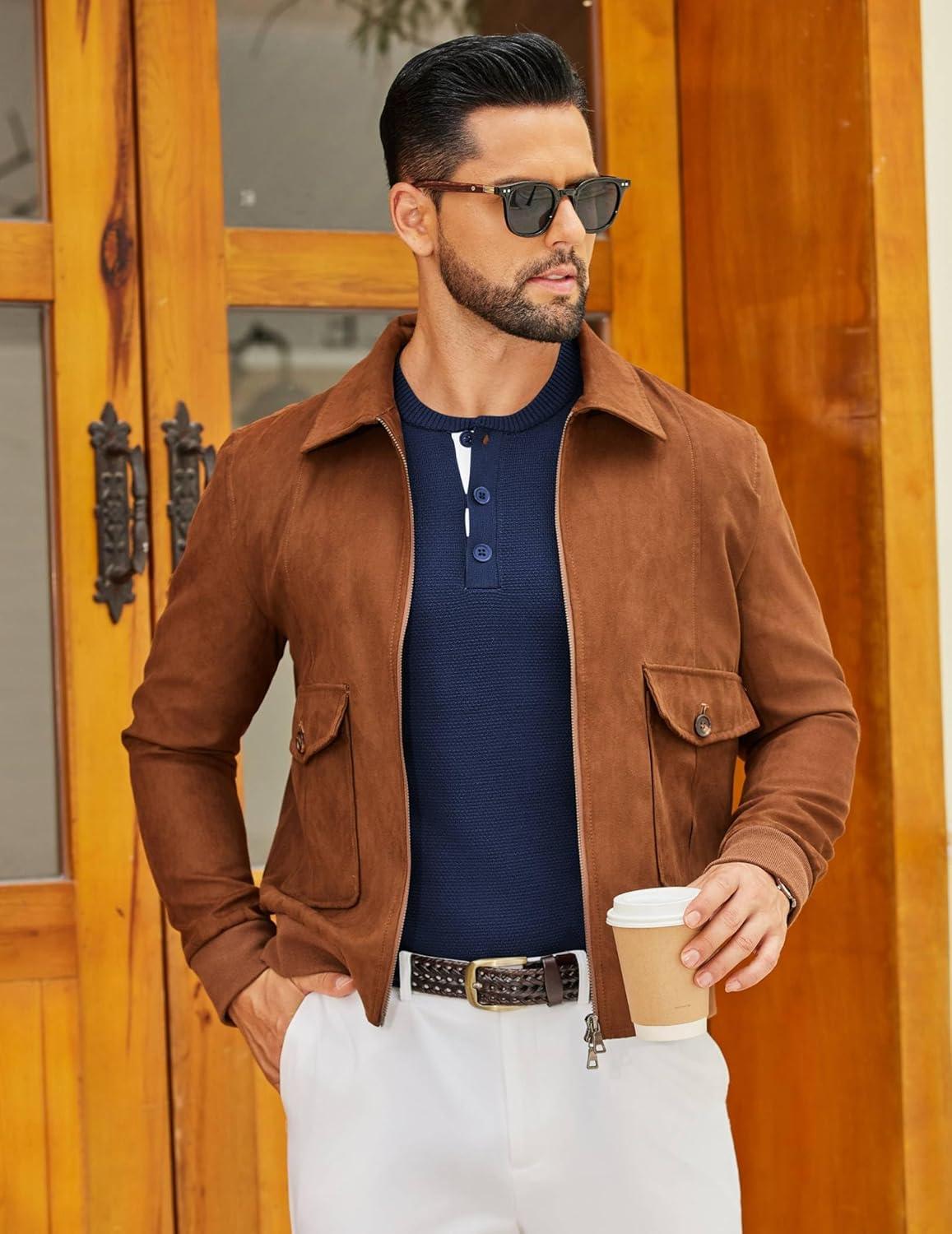 imageCOOFANDY Mens Henley Sweater Long Sleeve Textured Pullover Sweaters Casual Button Crewneck Knit SweaterNavy Blue