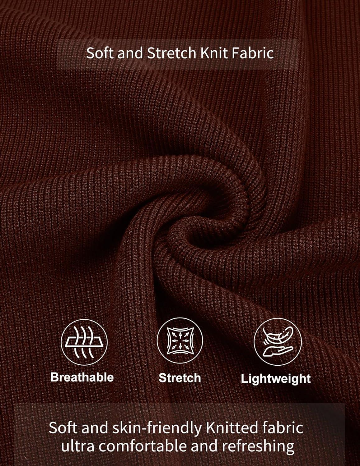 imageCOOFANDY Mens Knit Polo Sweater Long Sleeve Polo Sweaters Casual Knitted Button Collar Pullover SweaterBrown