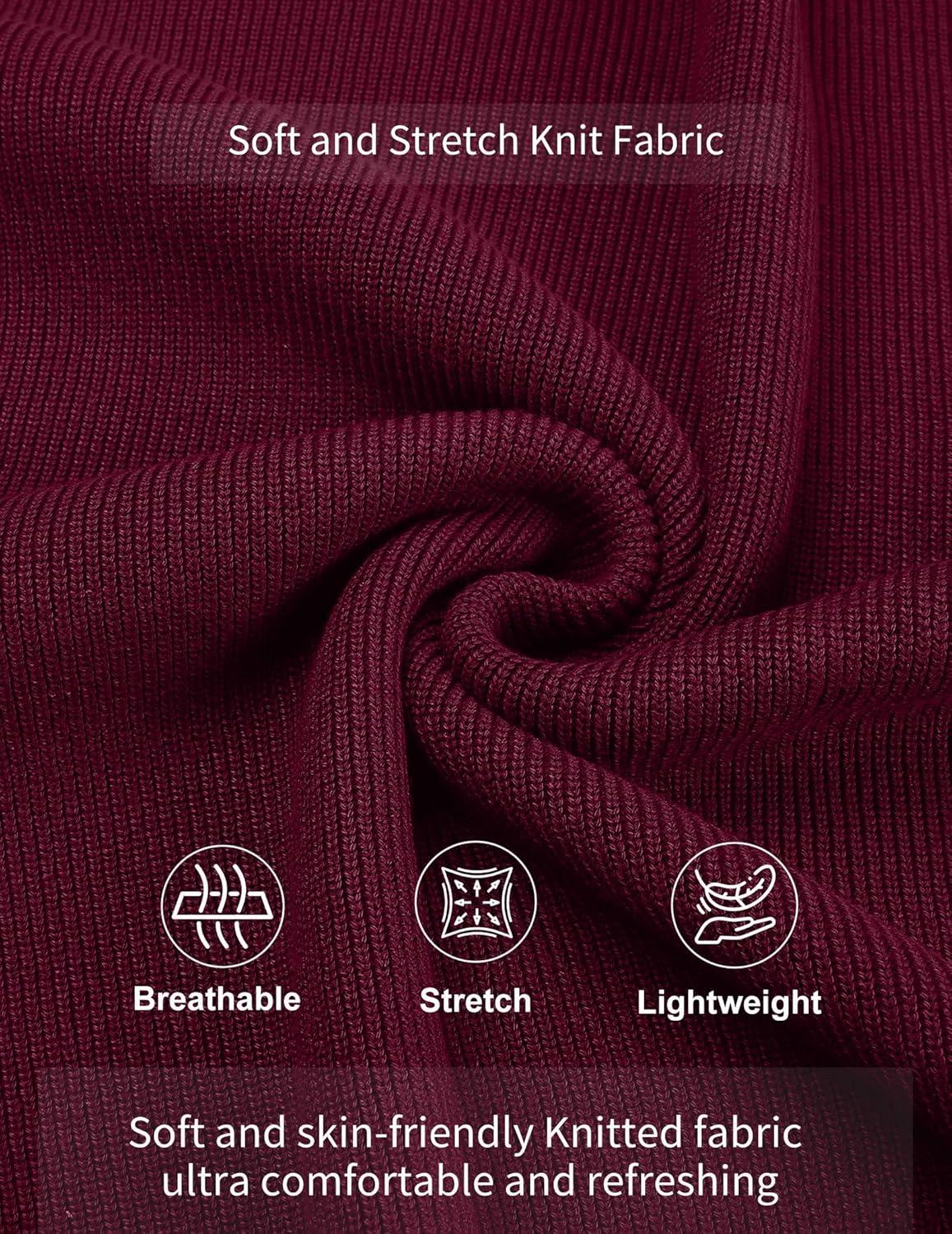 imageCOOFANDY Mens Knit Polo Sweater Long Sleeve Polo Sweaters Casual Knitted Button Collar Pullover SweaterWine Red