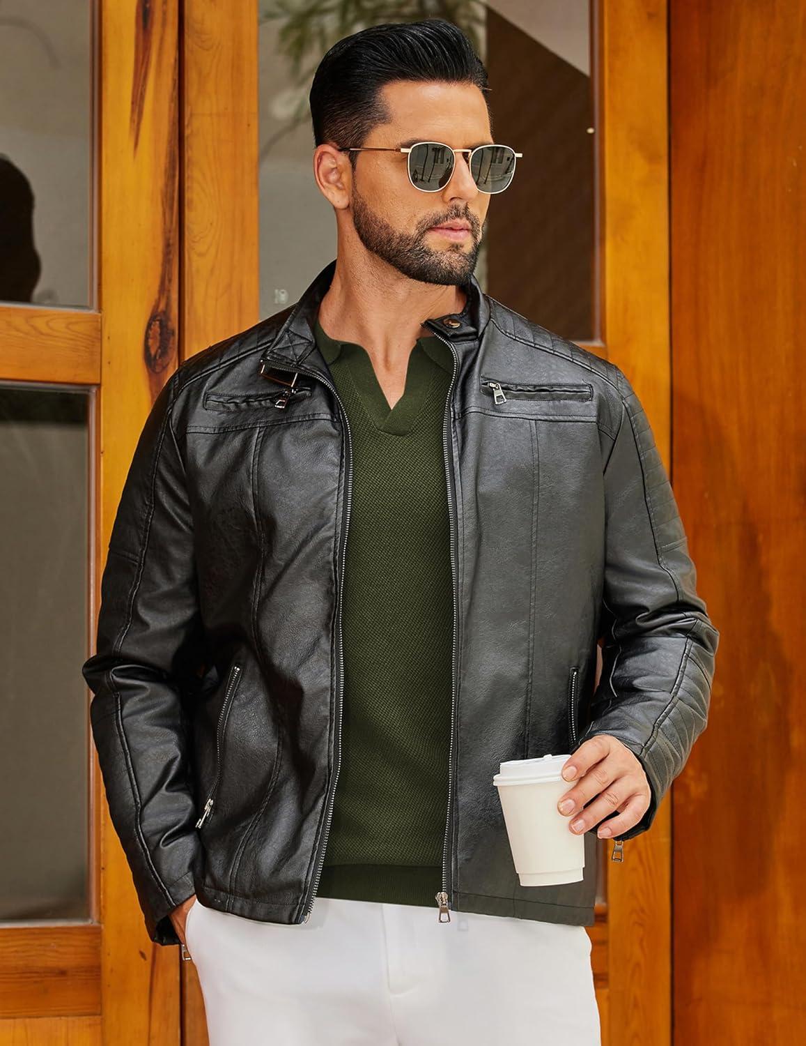 imageCOOFANDY Mens Knit Polo Sweater Long Sleeve VNeck Pullover Sweaters Casual Collared Ribbed Knitted PolosArmy Green