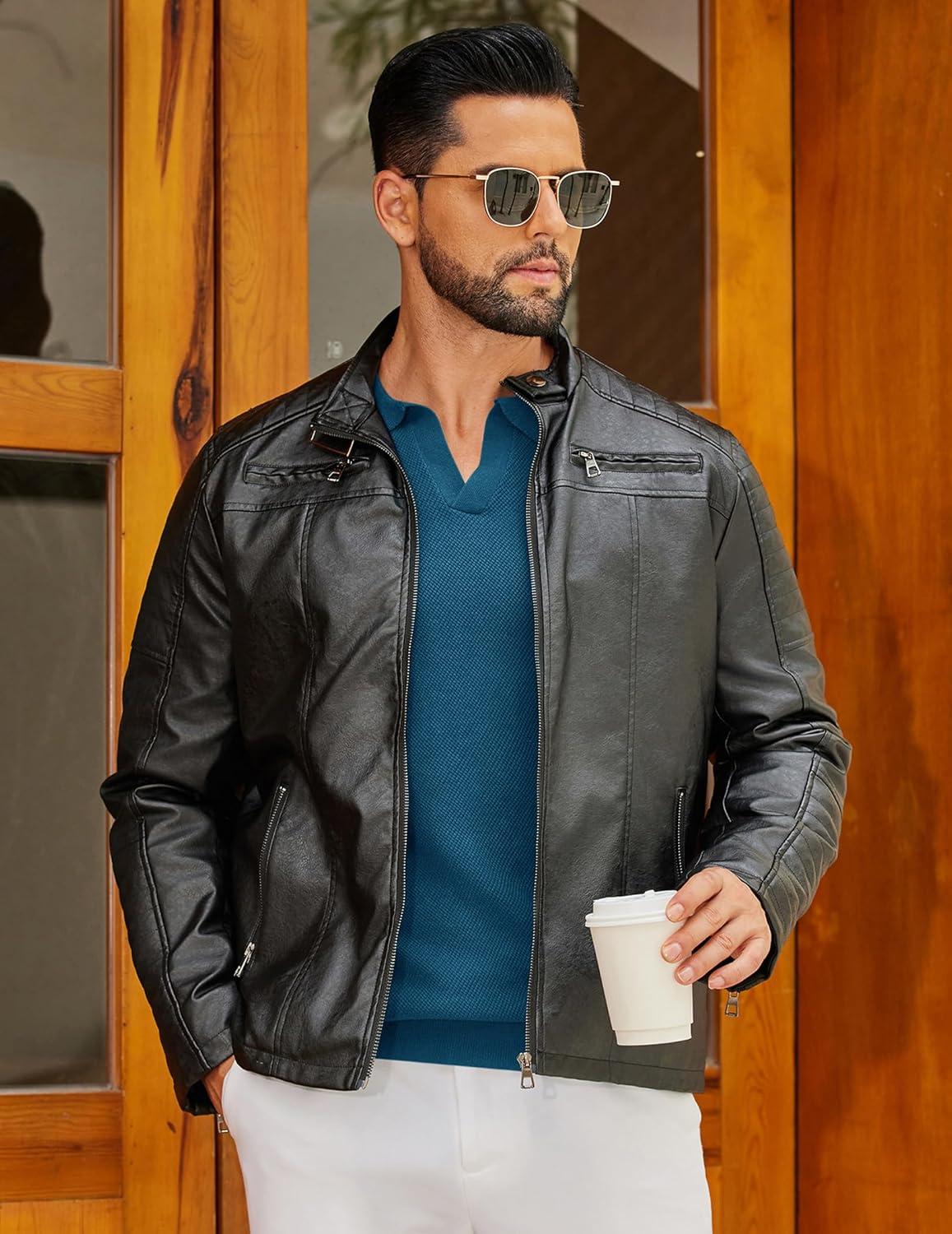 imageCOOFANDY Mens Knit Polo Sweater Long Sleeve VNeck Pullover Sweaters Casual Collared Ribbed Knitted PolosBlue