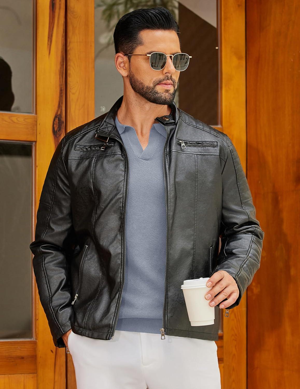 imageCOOFANDY Mens Knit Polo Sweater Long Sleeve VNeck Pullover Sweaters Casual Collared Ribbed Knitted PolosLight Grey