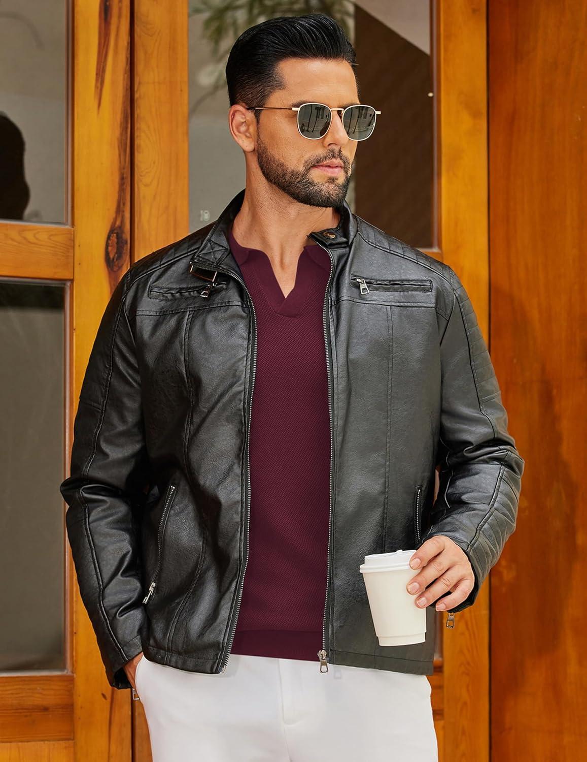 imageCOOFANDY Mens Knit Polo Sweater Long Sleeve VNeck Pullover Sweaters Casual Collared Ribbed Knitted PolosWine Red