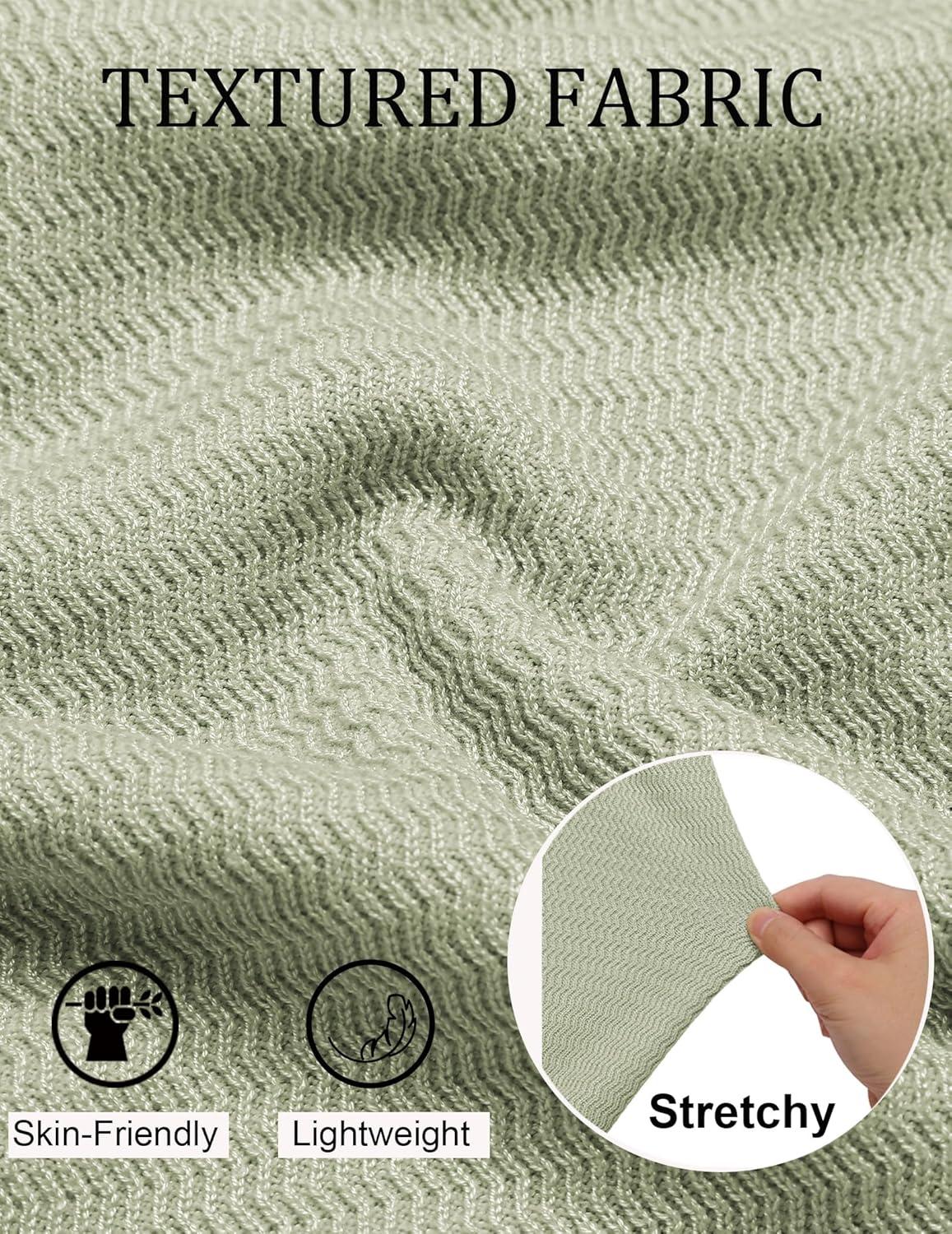 imageCOOFANDY Mens Knit Polo Sweater VNeck Long Sleeve Textured Lightweight Casual Dress Pullover Fall SweatersCeladon