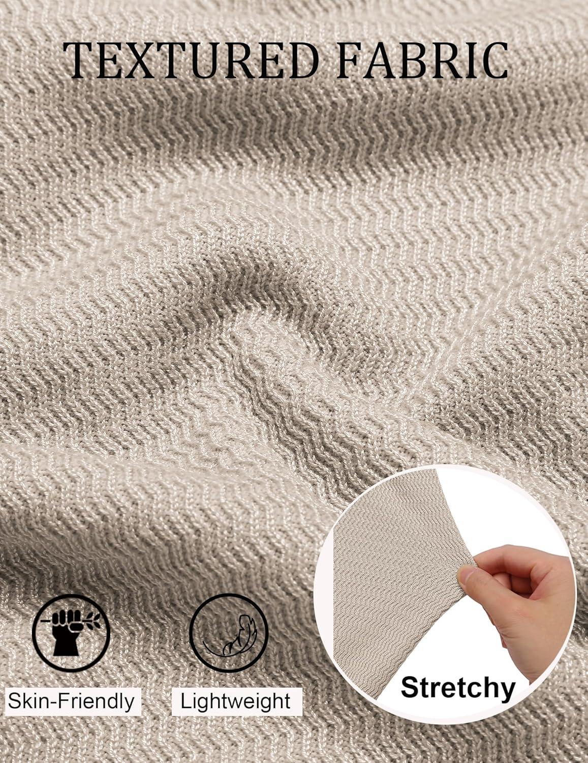 imageCOOFANDY Mens Knit Polo Sweater VNeck Long Sleeve Textured Lightweight Casual Dress Pullover Fall SweatersKhaki