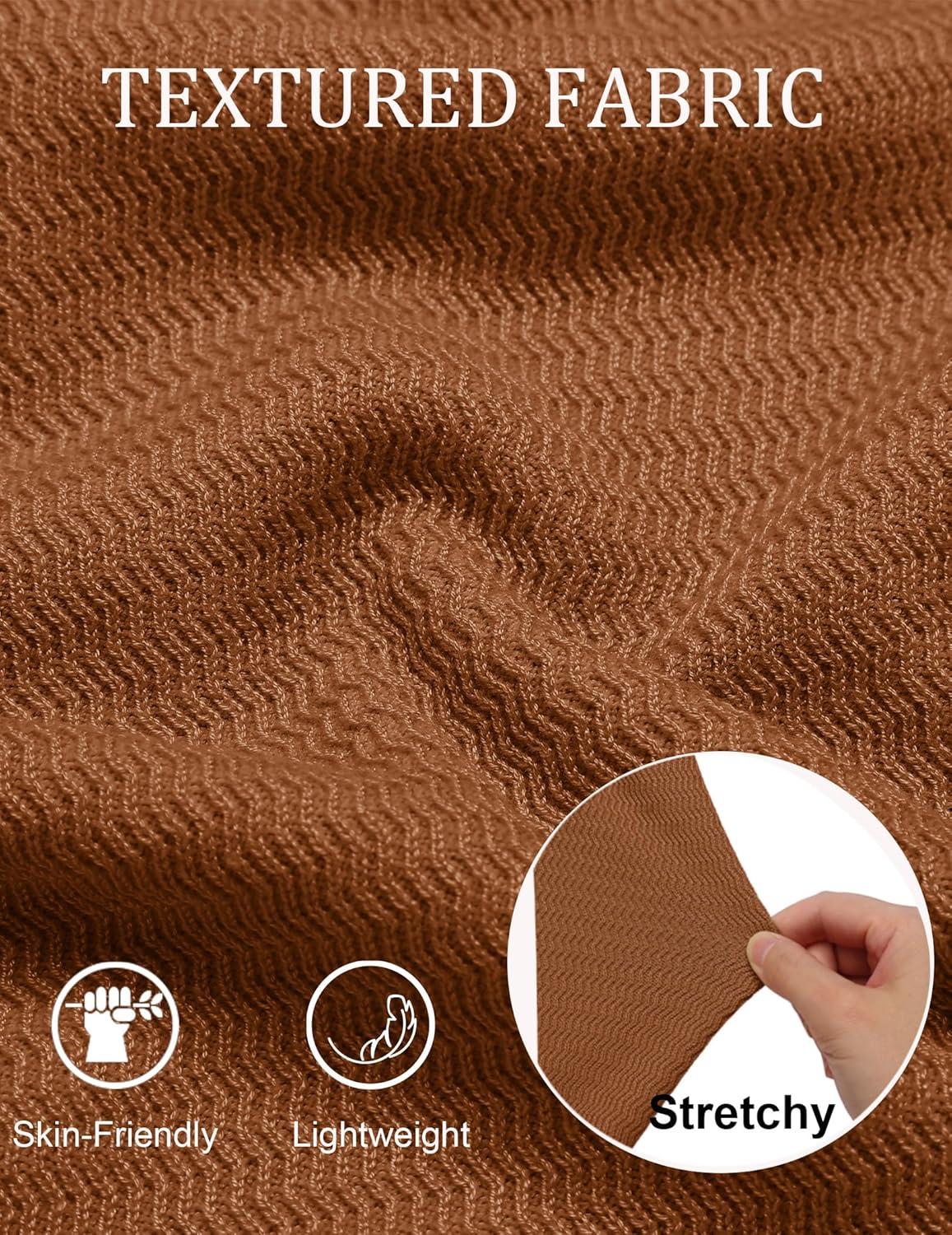 imageCOOFANDY Mens Knit Polo Sweater VNeck Long Sleeve Textured Lightweight Casual Dress Pullover Fall SweatersLight Brown