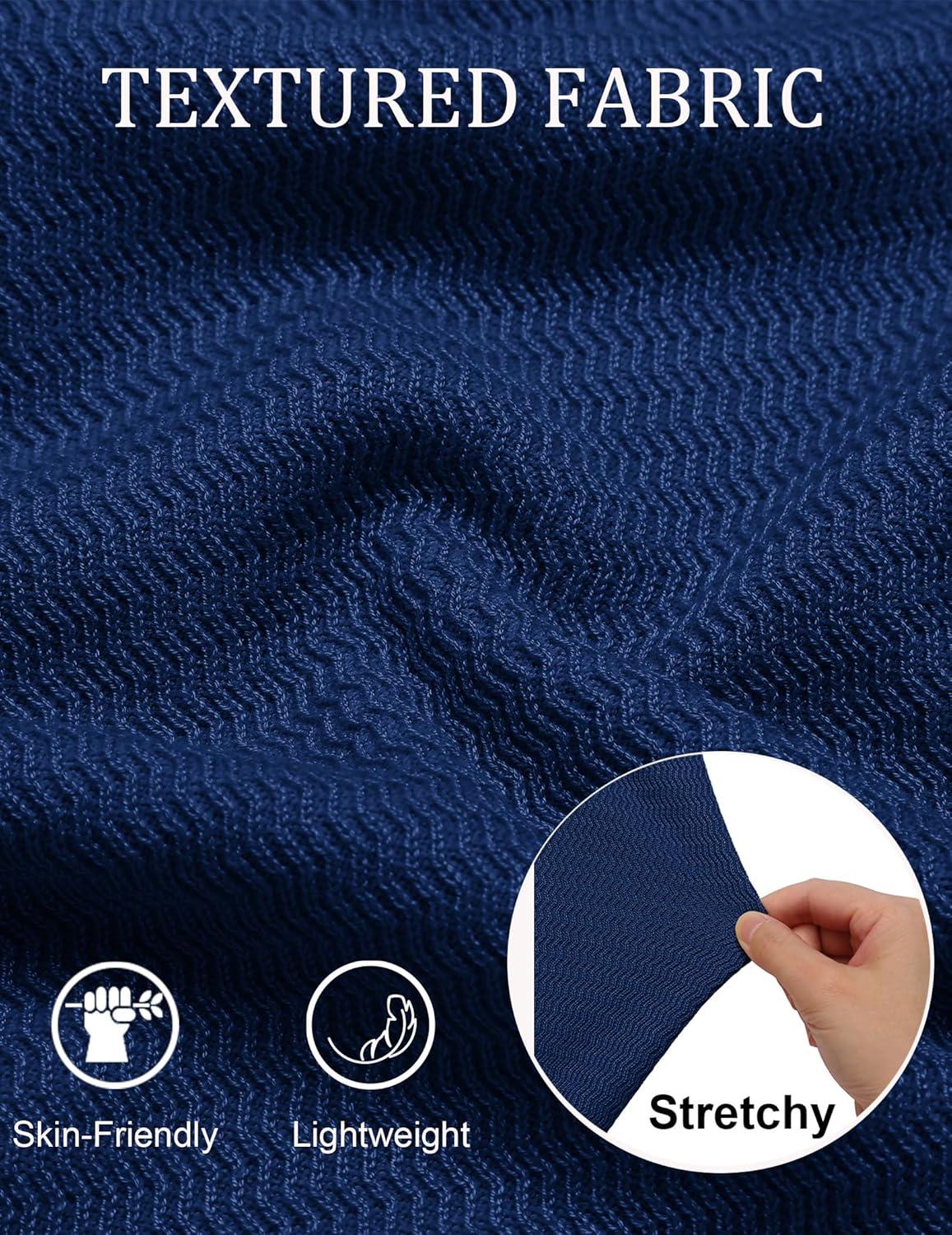 imageCOOFANDY Mens Knit Polo Sweater VNeck Long Sleeve Textured Lightweight Casual Dress Pullover Fall SweatersNavy Blue