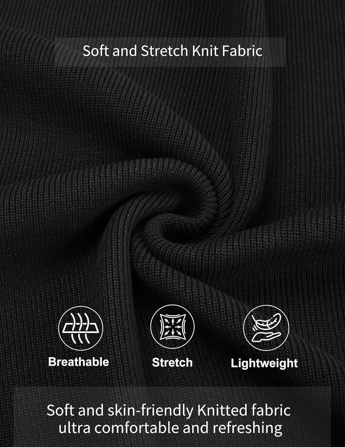 imageCOOFANDY Mens Knit Pullover Sweater Long Sleeve Casual Sweater Open Front Ribbed SweaterBlack