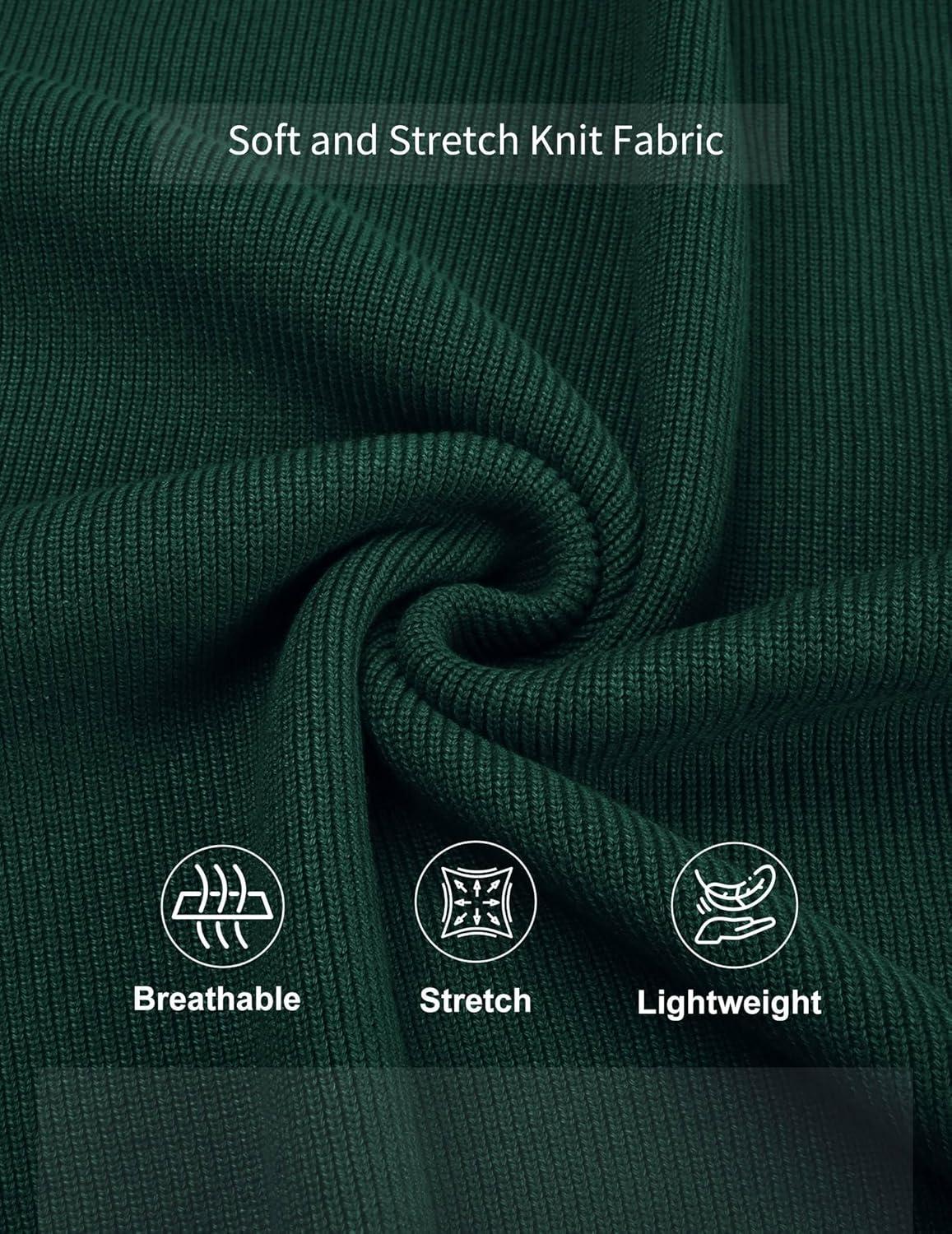 imageCOOFANDY Mens Knit Pullover Sweater Long Sleeve Casual Sweater Open Front Ribbed SweaterDark Green