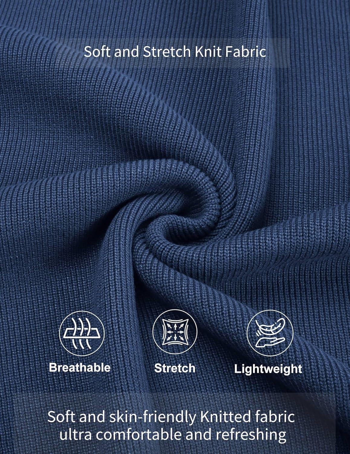 imageCOOFANDY Mens Knit Pullover Sweater Long Sleeve Casual Sweater Open Front Ribbed SweaterDenim Blue